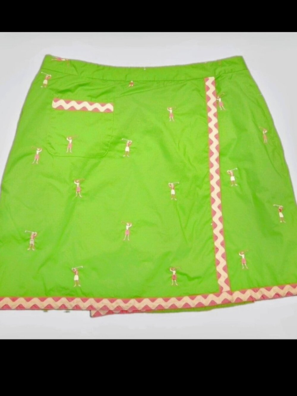 Lilly Pulitzer Jamie Golf Skort 12 Green Embroidered Golfer RicRac Trim Skirt